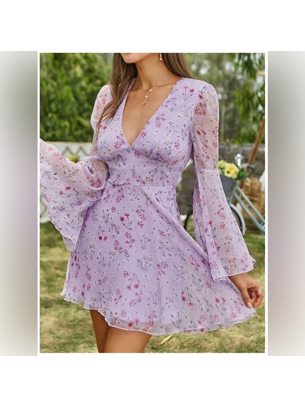 Floral Summer Flowy Dress | Lavender | Wedding Guest | Romantic